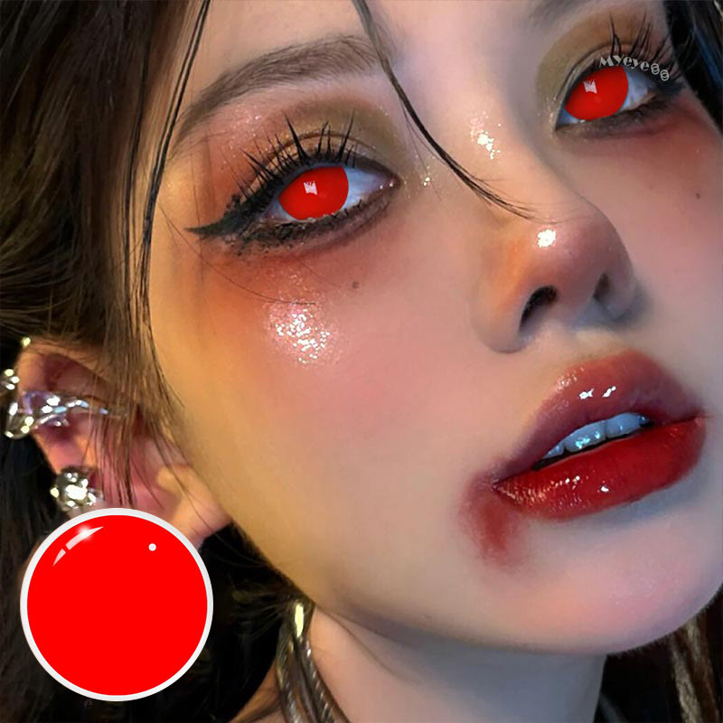MYEYEBB Blind Red Mini Sclera Cosplay Colored Contact Lenses-MYEYEBB