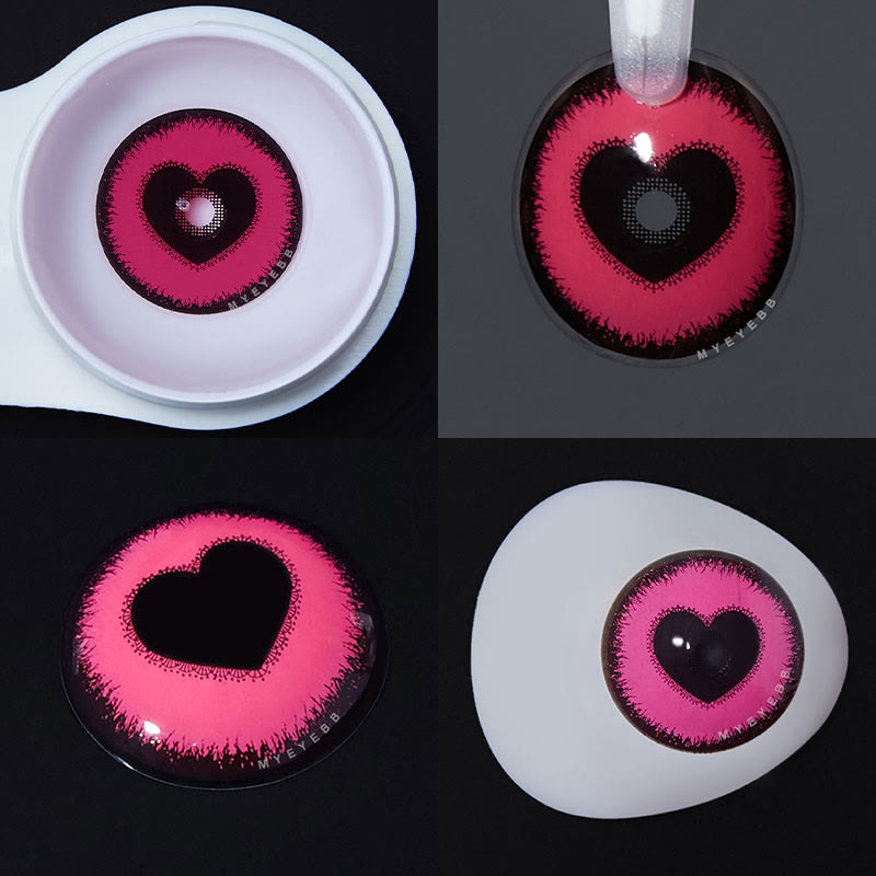 Colourfuleye Yandere Pink Heart Eye Cosplay Colored Contact Lenses