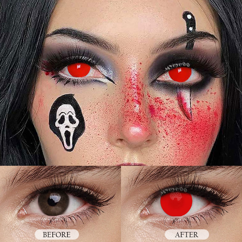 MYEYEBB Blind Red Mini Sclera Cosplay Colored Contact Lenses-MYEYEBB