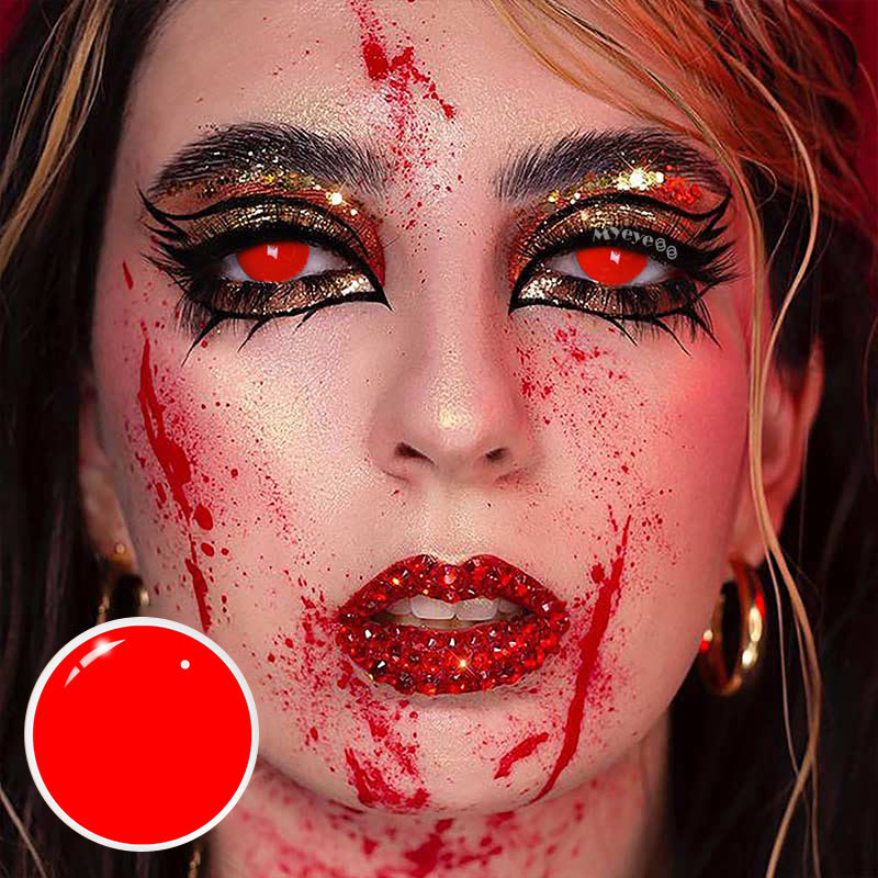 MYEYEBB Blind Red Mini Sclera Cosplay Colored Contact Lenses-MYEYEBB