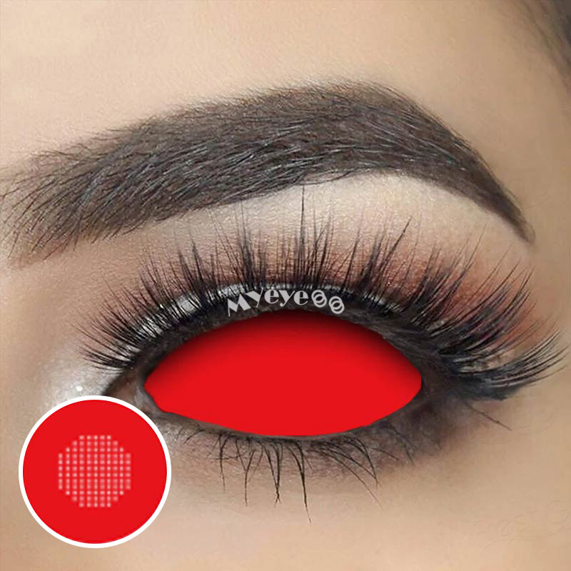 MYEYEBB Red Mesh Sclera Cosplay Colored Contact Lenses