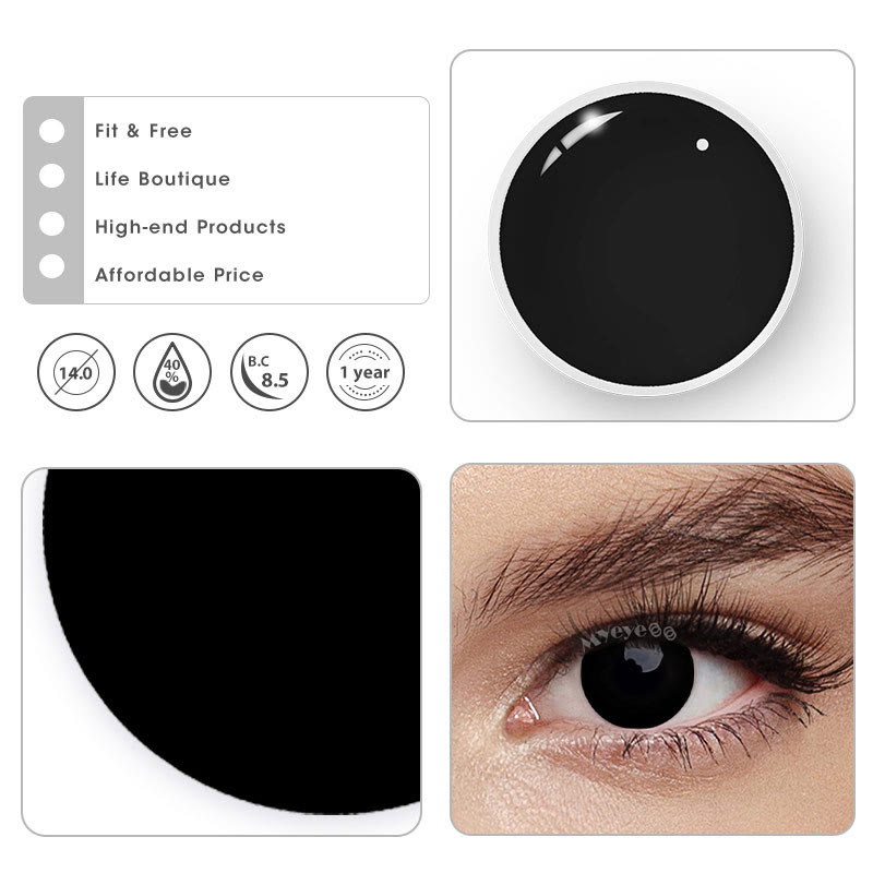 MYEYEBB Blind Black Mini Sclera Cosplay Colored Contact Lenses