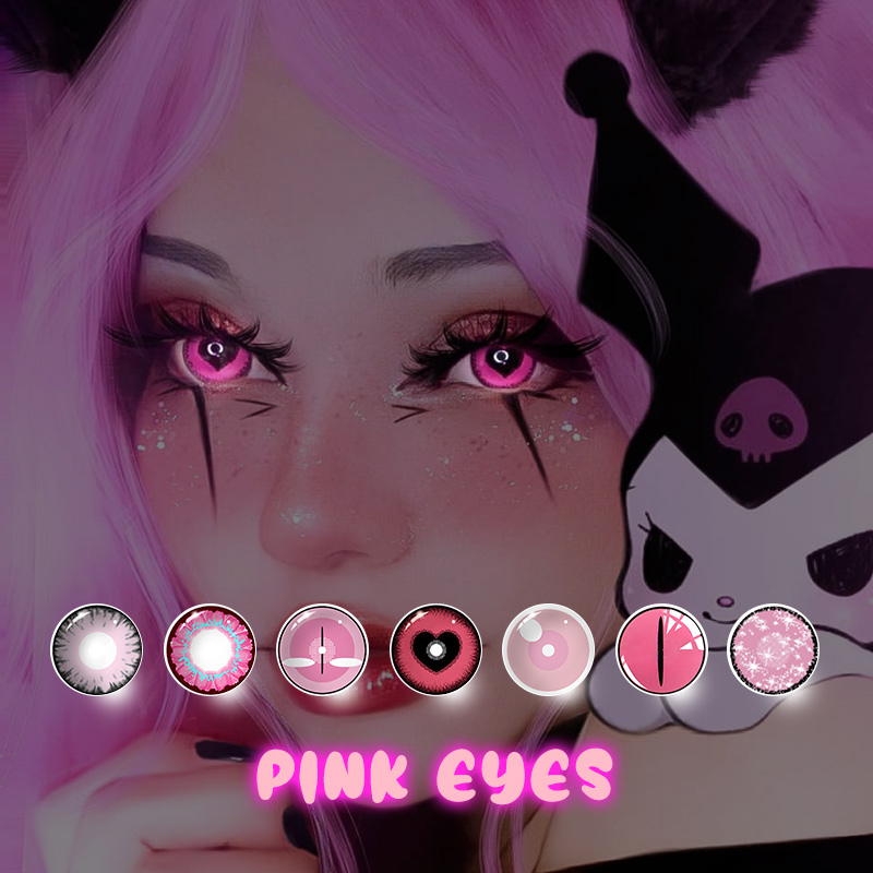 MYEYEBB Pink Eyes Prescription Cosplay Colored Contact Lenses