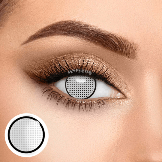 MYEYEBB Blind White Manson Mesh Prescription Cosplay Colored Contact Lenses