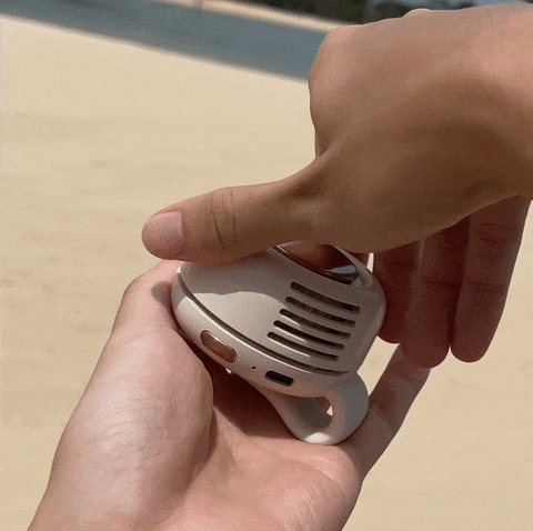 GIF of rotating a portable clip fan