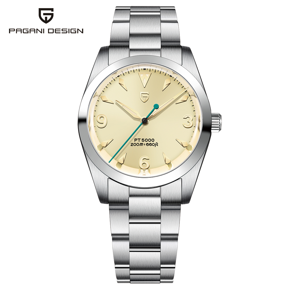 2022 New 36MM PAGANI Design 369 Men Retro Mechanical Watch PT5000 Luxury Stainless Steel AR Sapphire 200m Waterproof reloj hombre