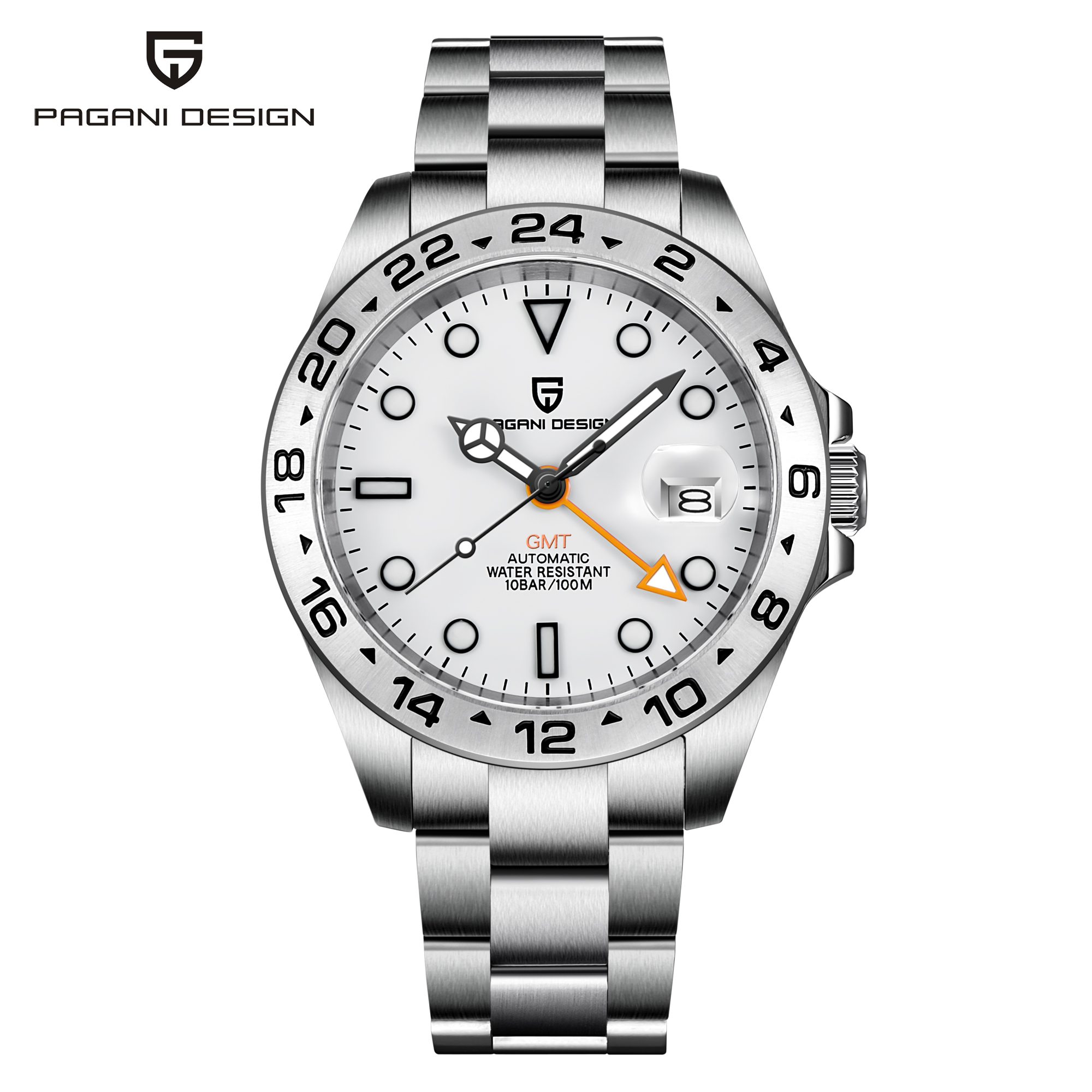 PAGANI DESIGN GMT New Men's Automatic Watch Men's Stainless Steel Bracelet 100M Water Resistant Mechanical Watch Luxury Sapphire Glass Watches for Men