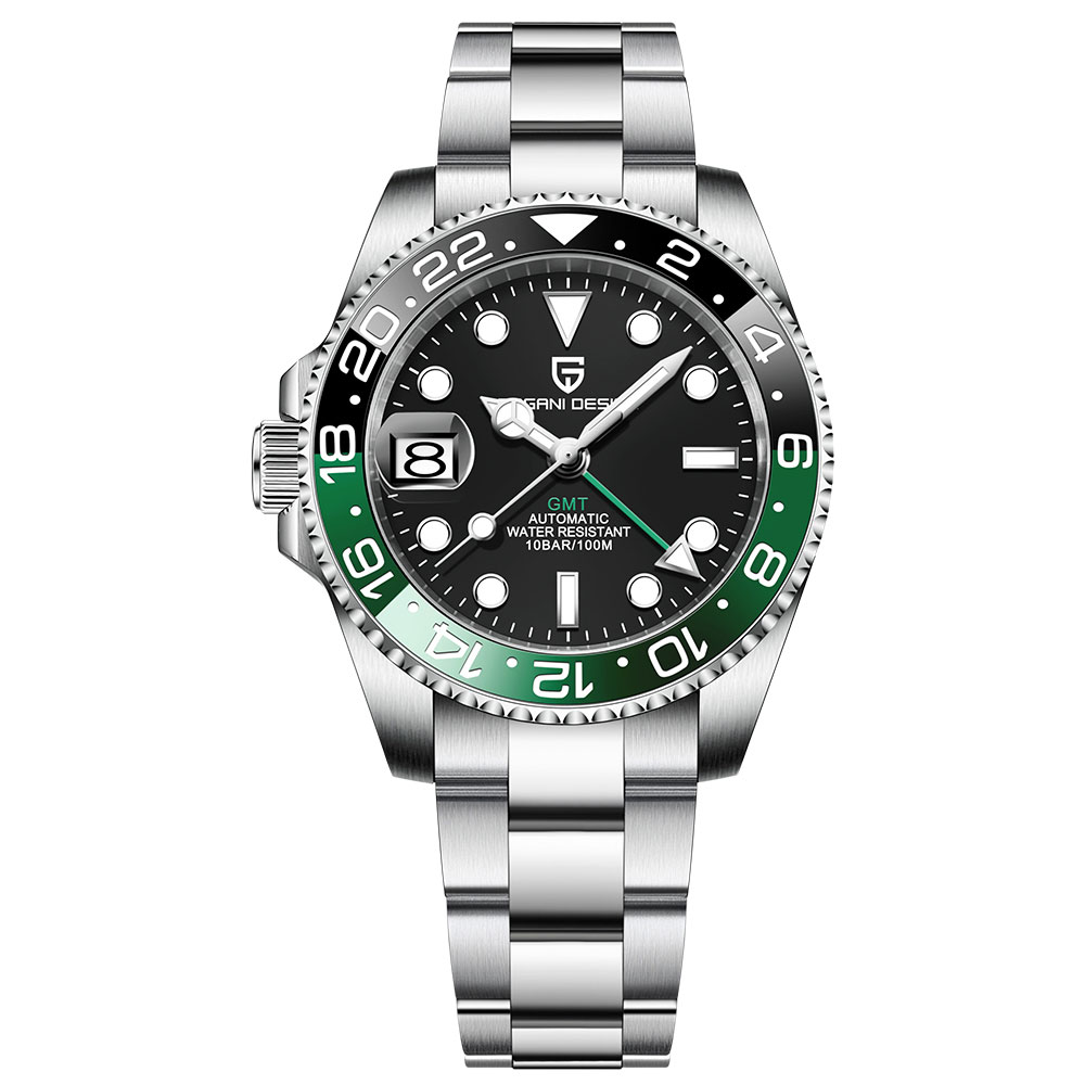 2022 PAGANI DESIGN New Business Left Crown Men Mechanical Wristwatches 100M Waterproof Sapphire Glass PD-1662 GMT Watch for Men