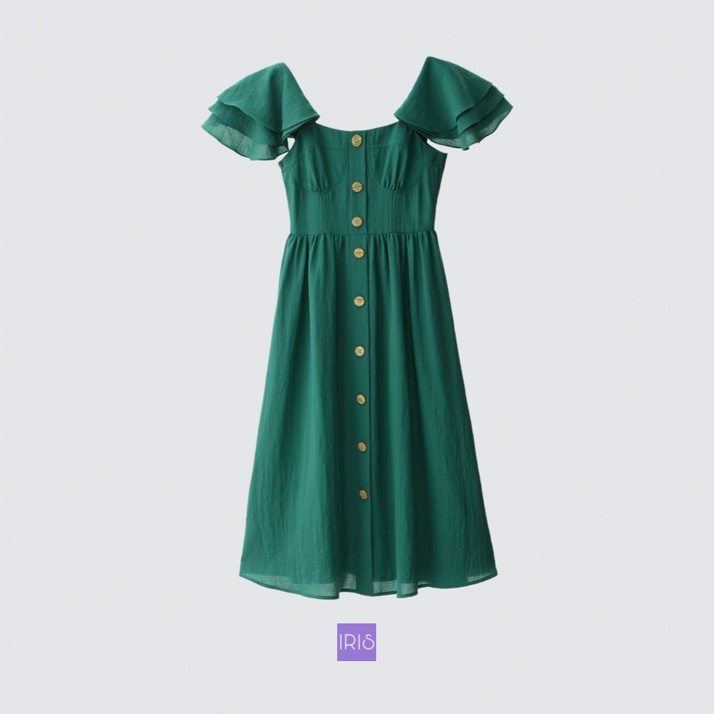 Iris Boutique IVD005 Peacock Malachite Green dress-IRIS FASHION