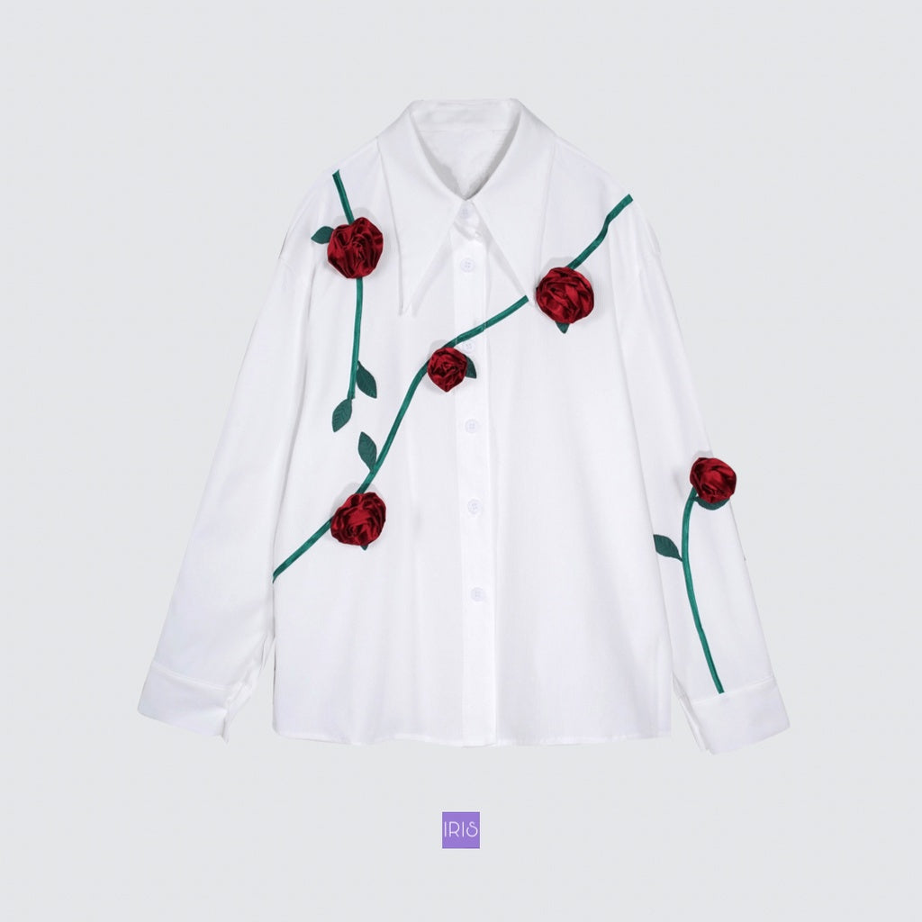 Iris Boutique IS2281236 rose garden shirt-IRIS FASHION