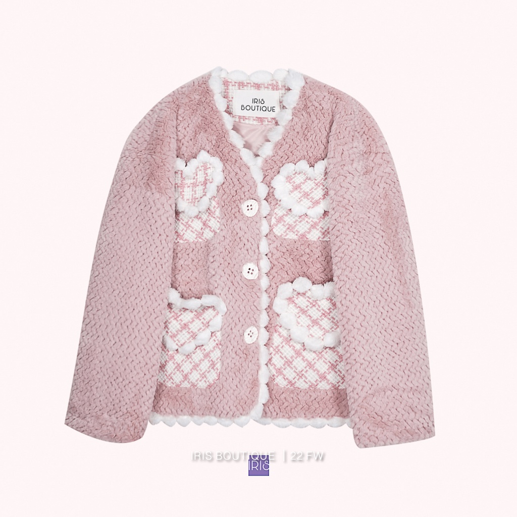 Iris Boutique IC2281326 Rouge pink fur coat-IRIS FASHION