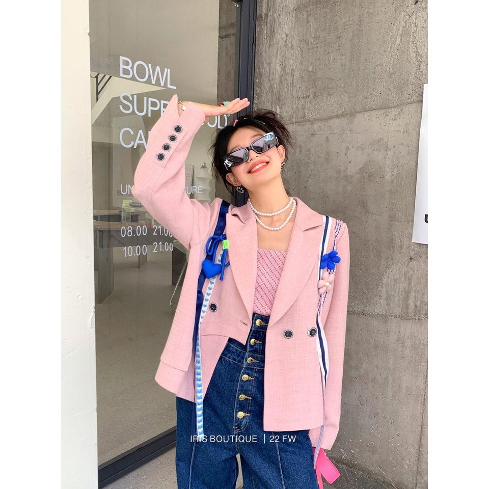 「สินค้าลิขสิทธิ์แท้」Iris Boutique IC2281266 Spring Lovers Pink Blazer เสื้อแจ็คเก็ตสีชมพู แขนยาว ผู้หญิง แฟชั่น
