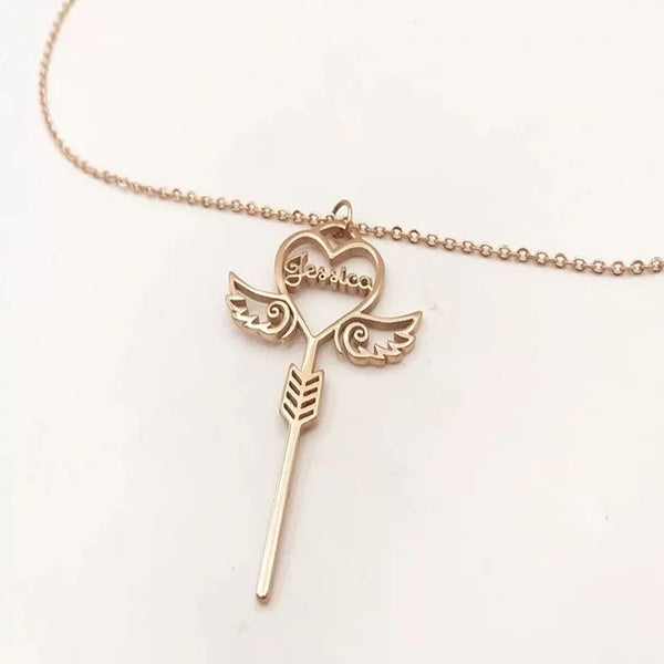 Gold Plated Personalized Fairy Wings Name Necklace for Girls-silviax
