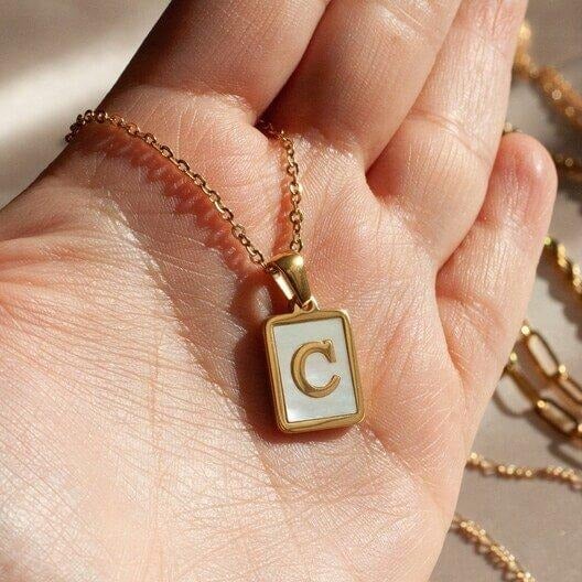 Initial Letter Plate Pendant Personalized Custom Gold Plated Initial Necklace-silviax