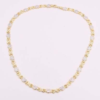 Two Tone Heart XOXO Chain Gold Plated Necklace-silviax