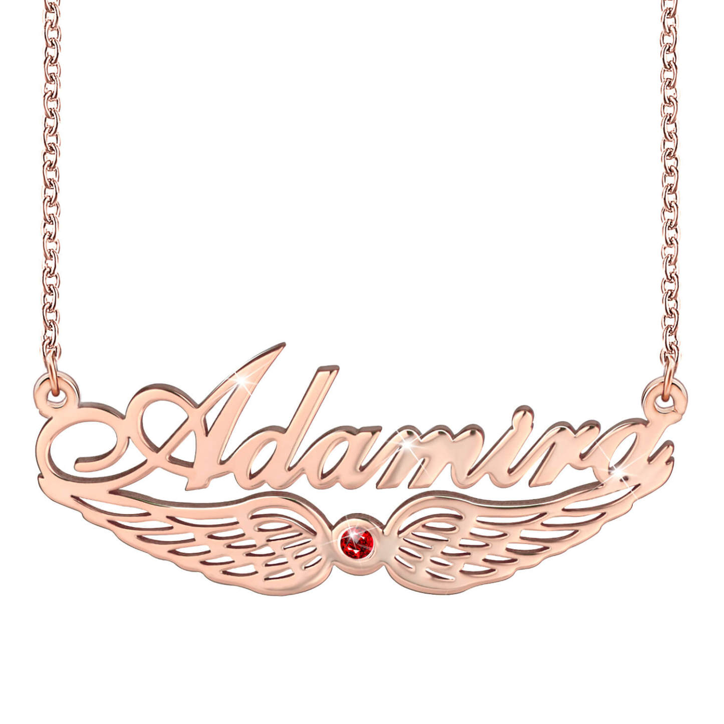 Angel Wing Nameplate Pendant with Birthstone Gold plated Personalized Custom Name Necklace-silviax