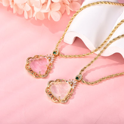 Luxury Crystal Lotus Buddha Pendant Necklace Gift For Mom-silviax