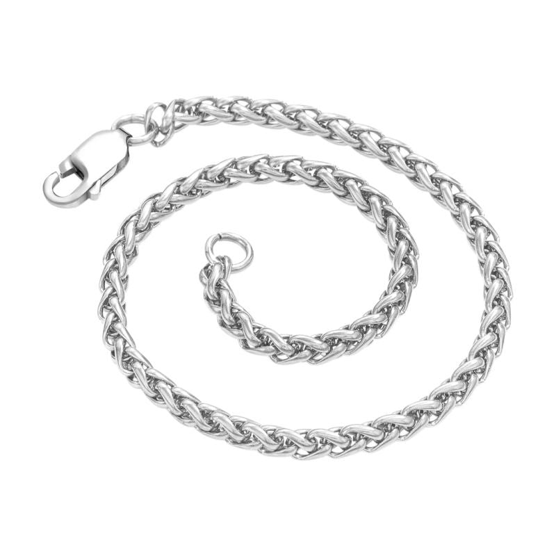 3mm/5mm Franco Chain White Gold Plated Bracelet-silviax