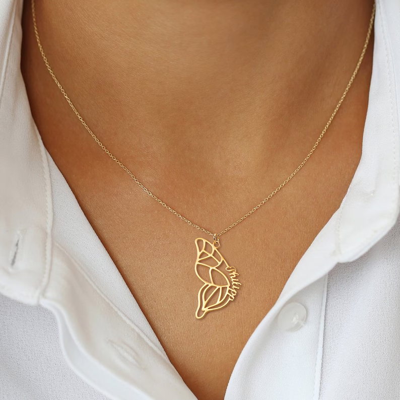 Two Butterfly Nameplate Personalized Custom Gold Plated Name Necklace Couple Necklace BFF Gifts-silviax