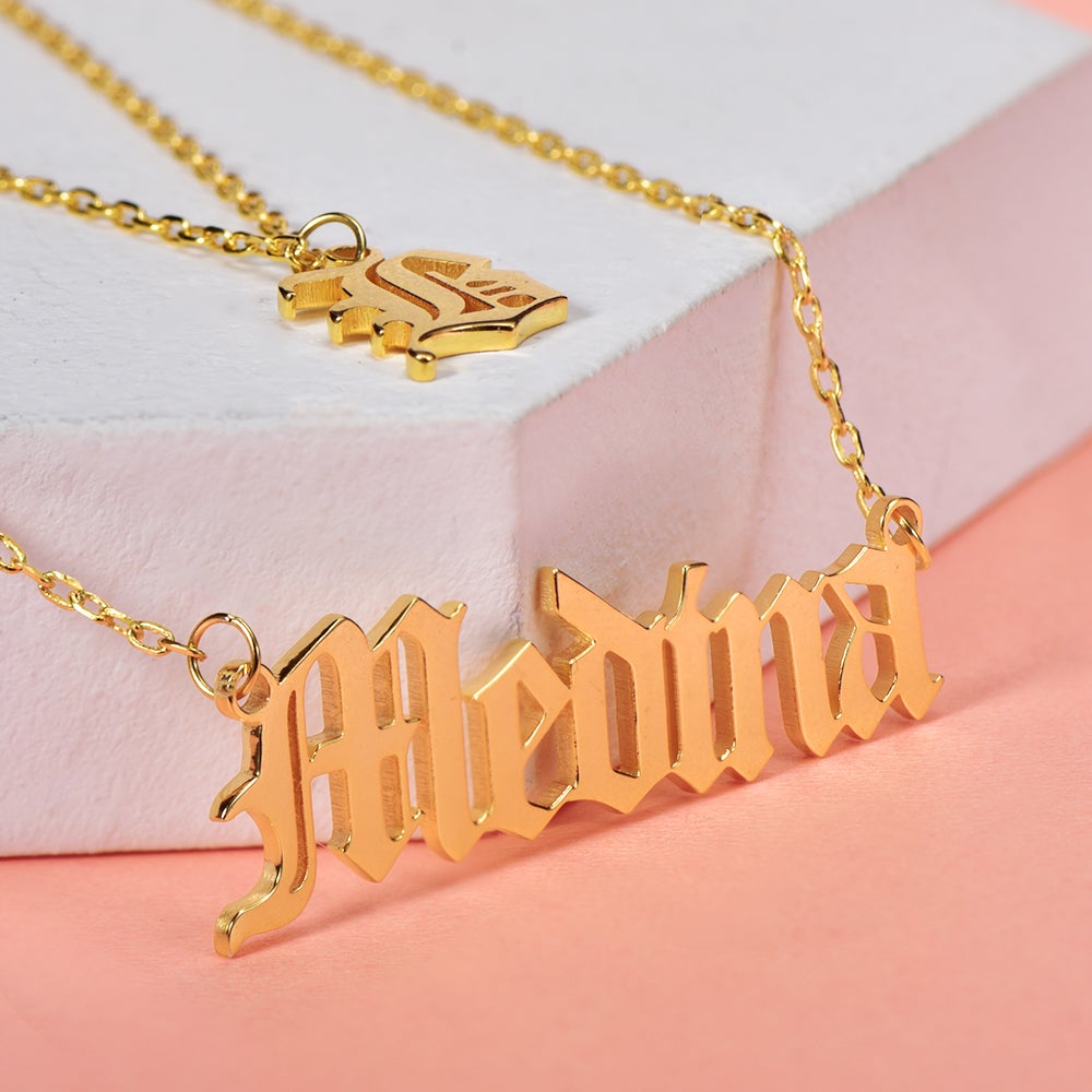 Gold Plated Personalized Double Deck Initial Name Necklace-silviax