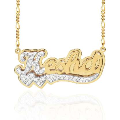 Gold Plated Two Heart Two Tone Double Layer Personalized Name Necklace-silviax