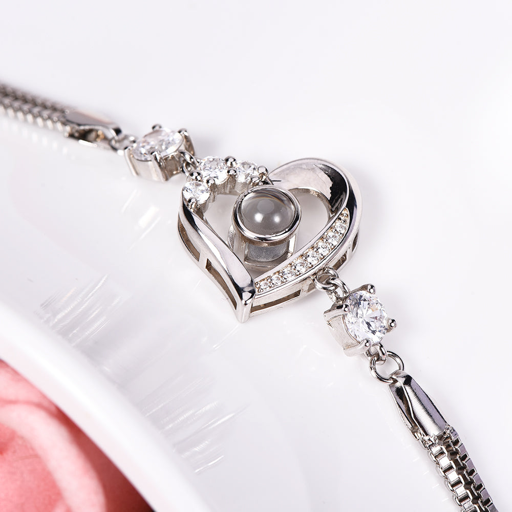 Heart Pendant Photo Projection Bracelet Personalized Custom Bracelet-silviax