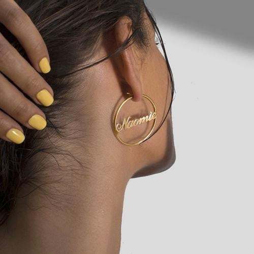Gold Plated Custom Hoop Name Earrings-silviax
