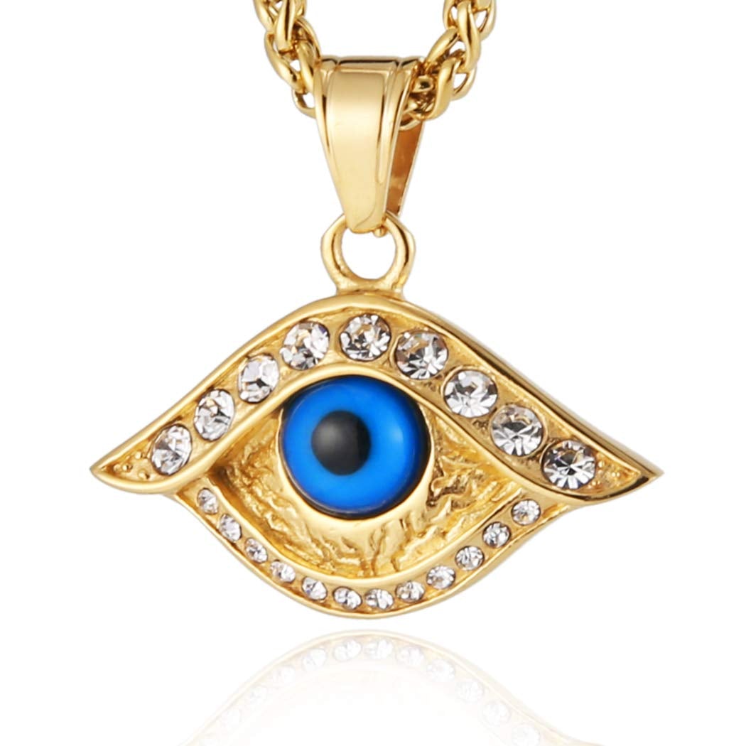 Death Eye Pendant Gold Plated Necklace-silviax