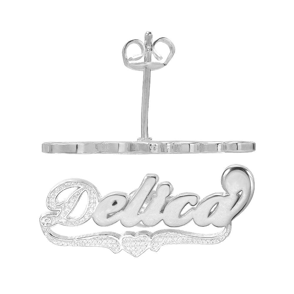 Two Tone Heart Gold Plated Personalized Custom Name Earrings-silviax
