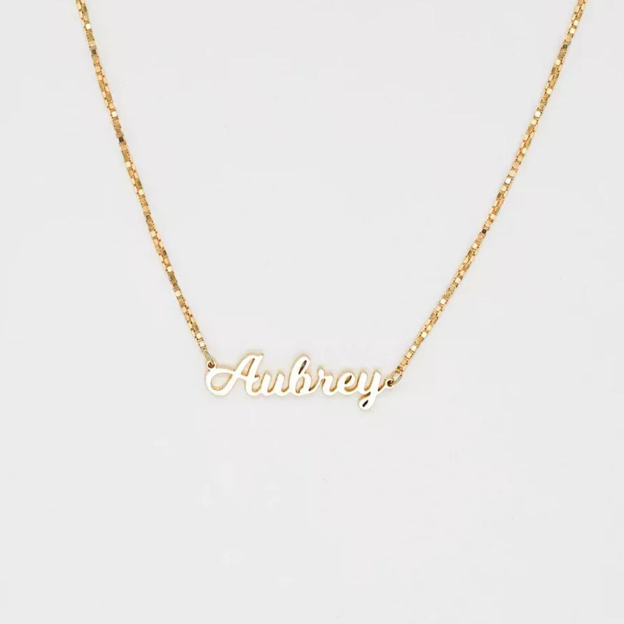 Box Chain Gold Plated Personalized Custom Name Necklace Women Kids Necklace-silviax