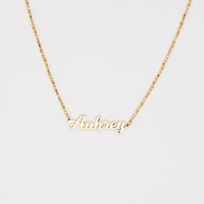 Box Chain Gold Plated Personalized Custom Name Necklace Women Kids Necklace-silviax