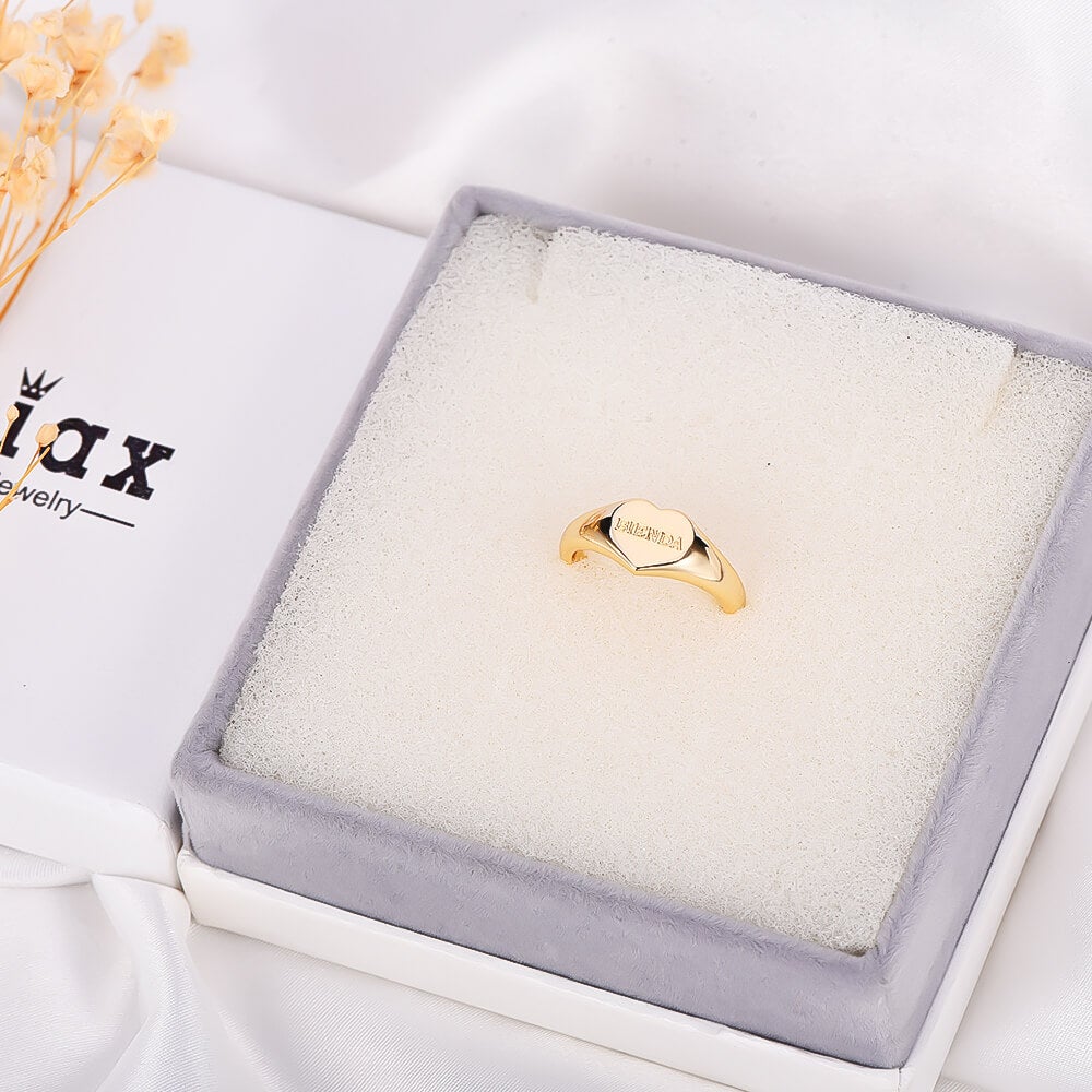 Heart Personalized Custom Gold Plated Engraved Name Ring-silviax