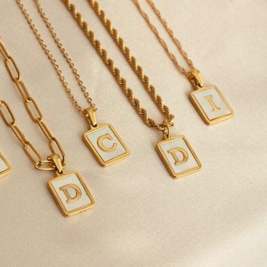 Initial Letter Plate Pendant Personalized Custom Gold Plated Initial Necklace-silviax