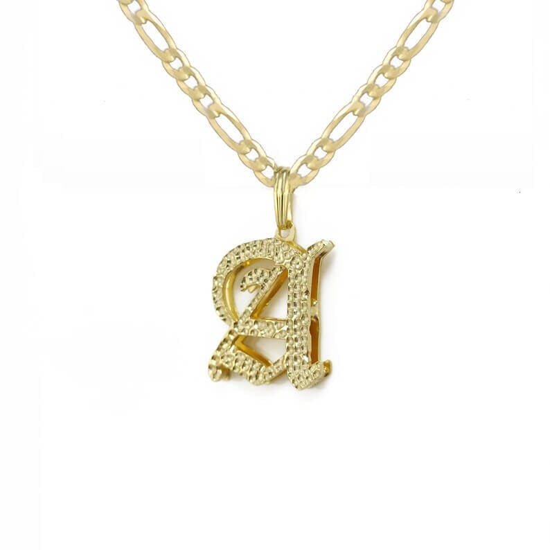 Double Layer 3D Capital Letter Personalized Custom Gold Plated Initial Necklace-silviax