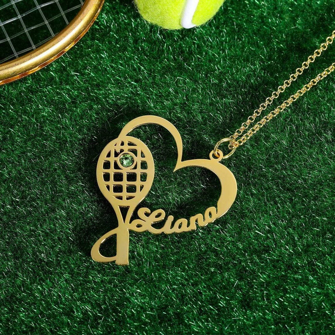 Personalized Heart Shaped Hollow Tennis Lovers Name Necklace with Birthstone-silviax