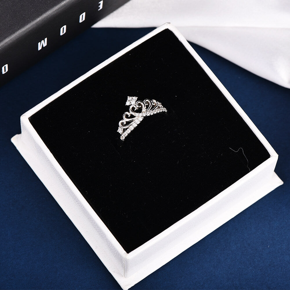 Personalized Sterling Silver Crown Cubic Zirconia Bridal Wedding Ring-silviax