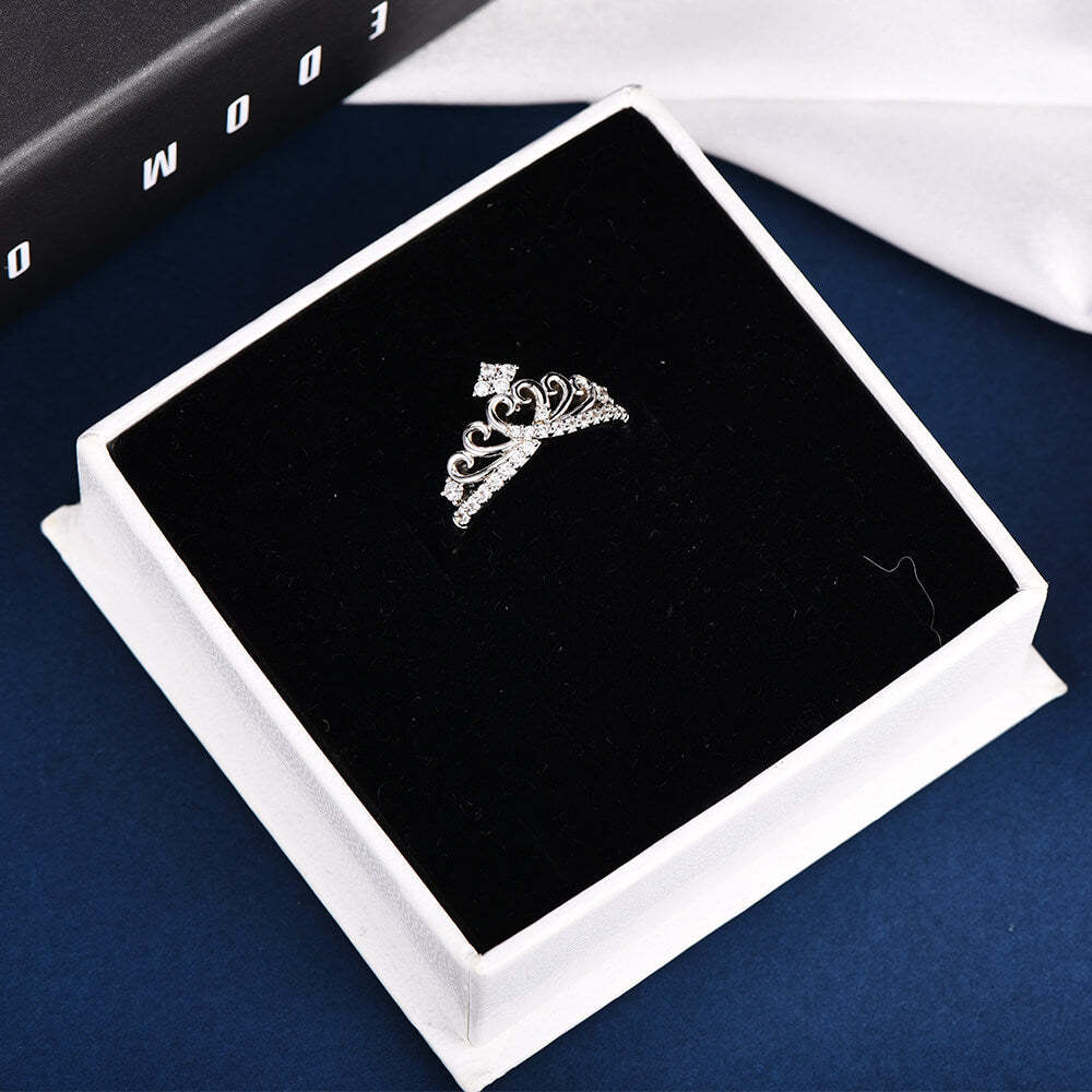 Personalized Sterling Silver Crown Cubic Zirconia Bridal Wedding Ring-silviax