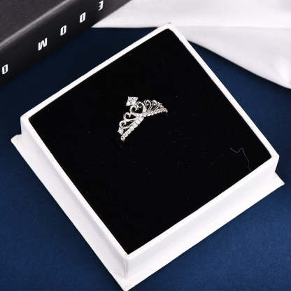 Personalized Sterling Silver Crown Cubic Zirconia Bridal Wedding Ring-silviax