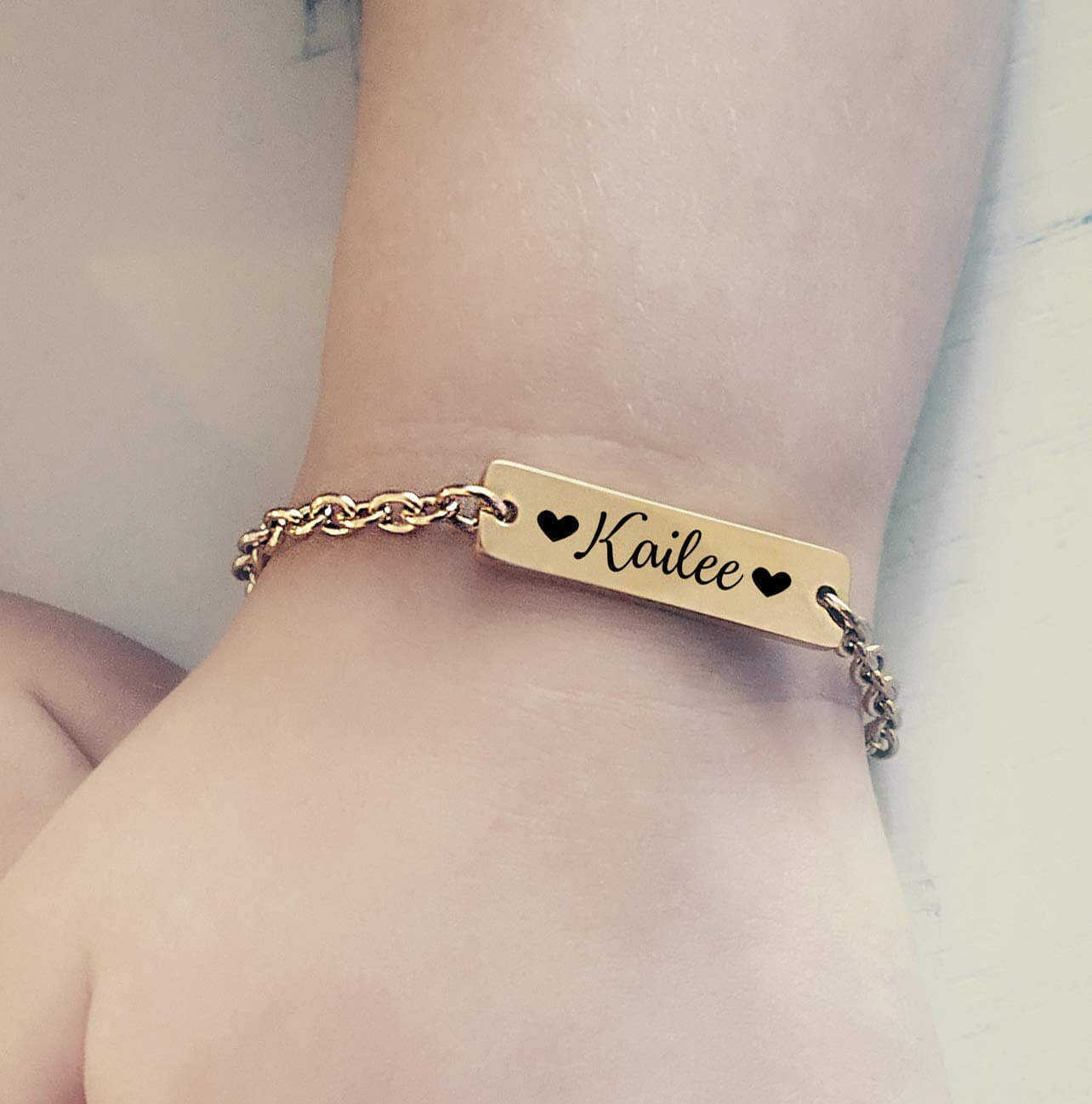 Gold Plated Personalized Engraved Name Bar Bracelet-silviax