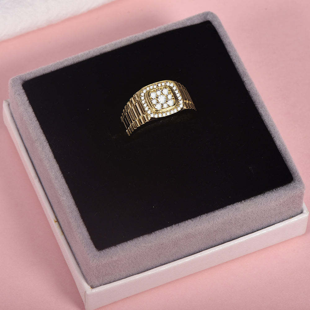 CZ Watch Band Style Personalized Engraved Square Cluster Ring-silviax
