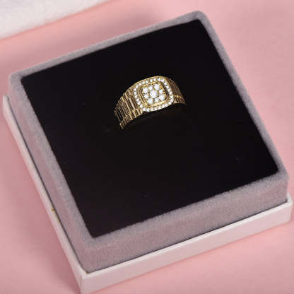 CZ Watch Band Style Personalized Engraved Square Cluster Ring-silviax