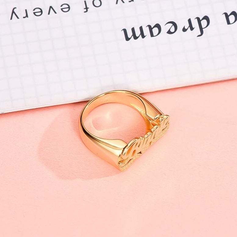 Heart Name Ring Personalized Custom Gold Plated Ring-silviax