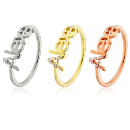 Initials Inlaid Zircon Personalized Custom Gold Plated Name Ring-silviax