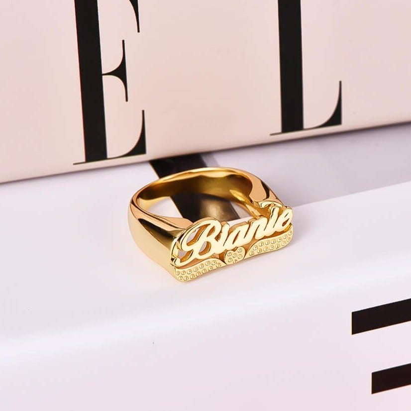 Heart Name Ring Personalized Custom Gold Plated Ring-silviax