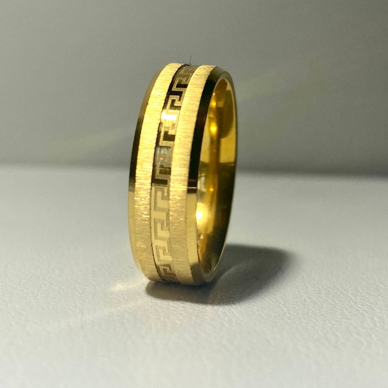 Ancient Vintage Designer Band Ring Gold Plated Gift for Men's-silviax