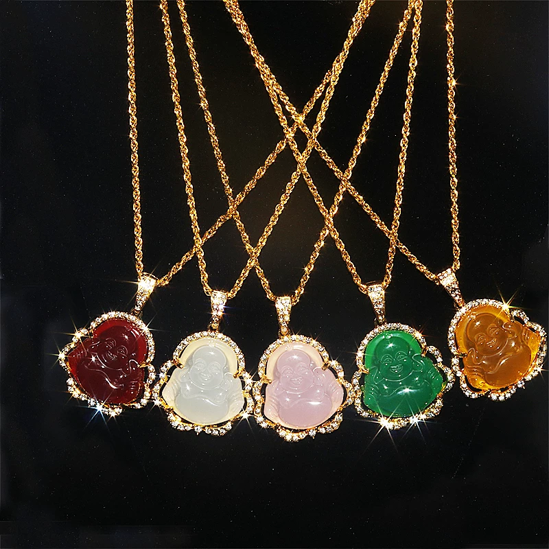 Zirconia Smile Maitreya Buddha Pendant Necklace Gift For Mom-silviax