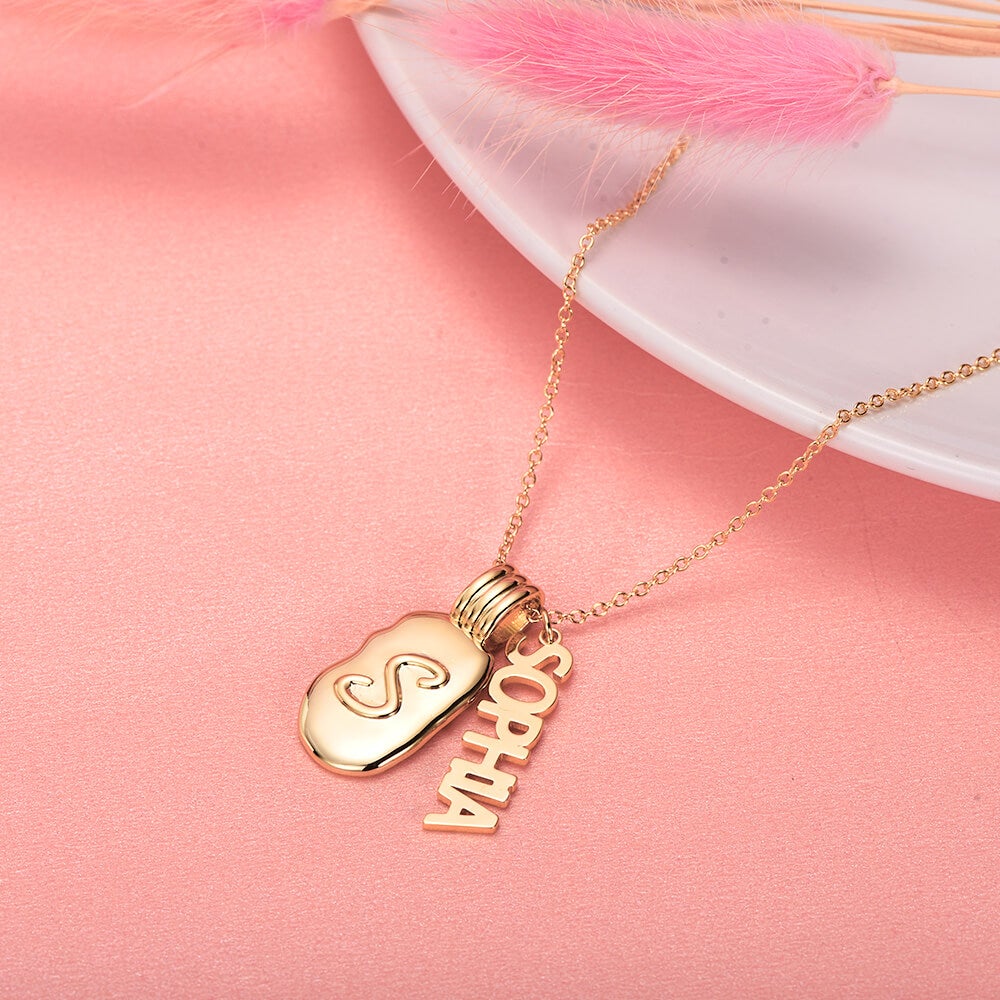 Vertical Name Initial Plate Personalized Custom Gold Plated Name Necklace-silviax