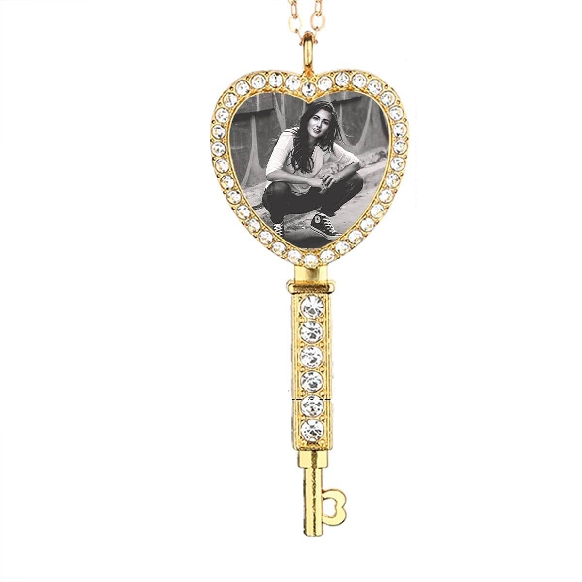 Key Pendant Personalized Custom Gold Plated Photo Necklace-silviax