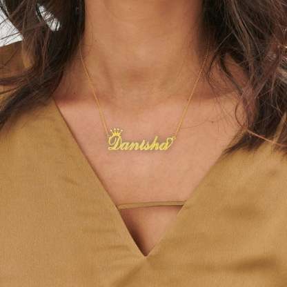 Gold Plated Crown Personalized Custom Name Necklace-silviax