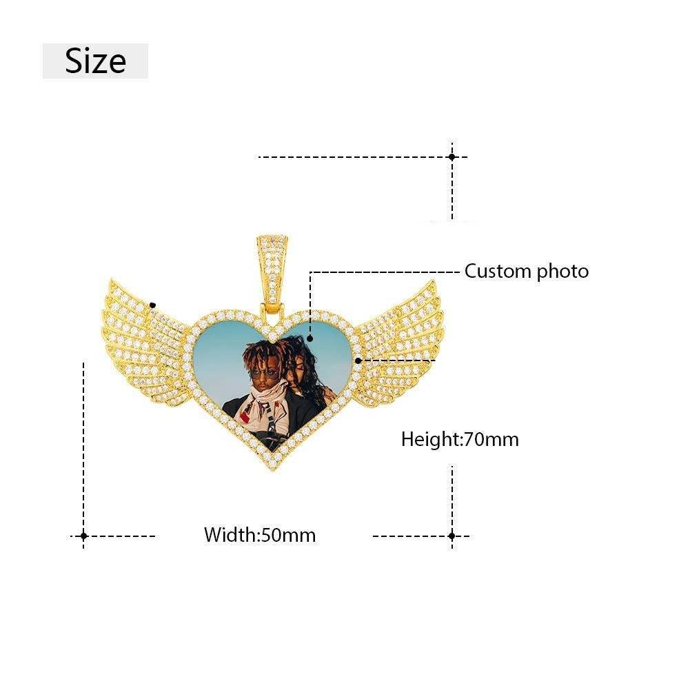 Angel Wings Heart Pendant Gold Plated Personalized Photo Necklace-silviax